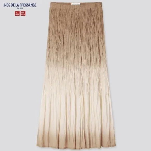 IDLF X Uniqlo Brown Ombre Crinkle Skirt XXL 2XL Ines De La Frassange - Picture 2 of 9